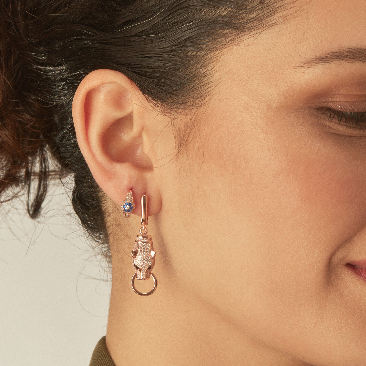 PENDIENTE PIERCING ARO TURCO ROSA ORO