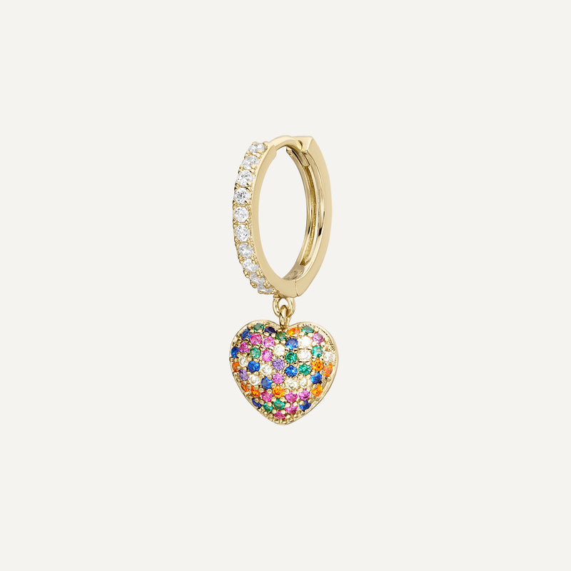 PENDIENTE PIERCING ARO MULTICOLOR RAINBOW HEART