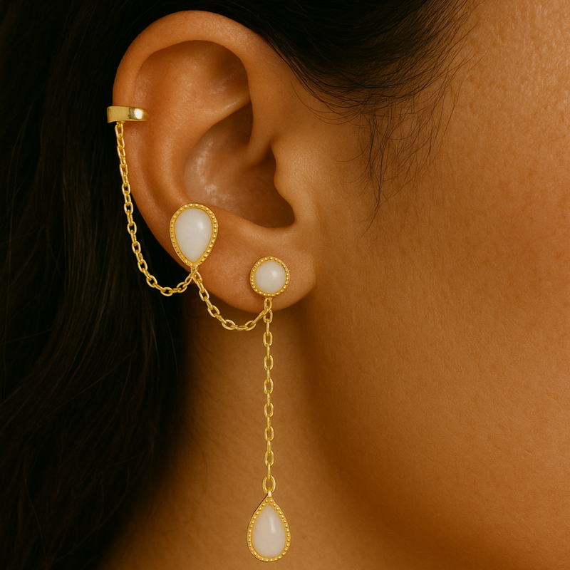 PENDING MULTIPLE PIERCING WHITE AGATE DROPS
