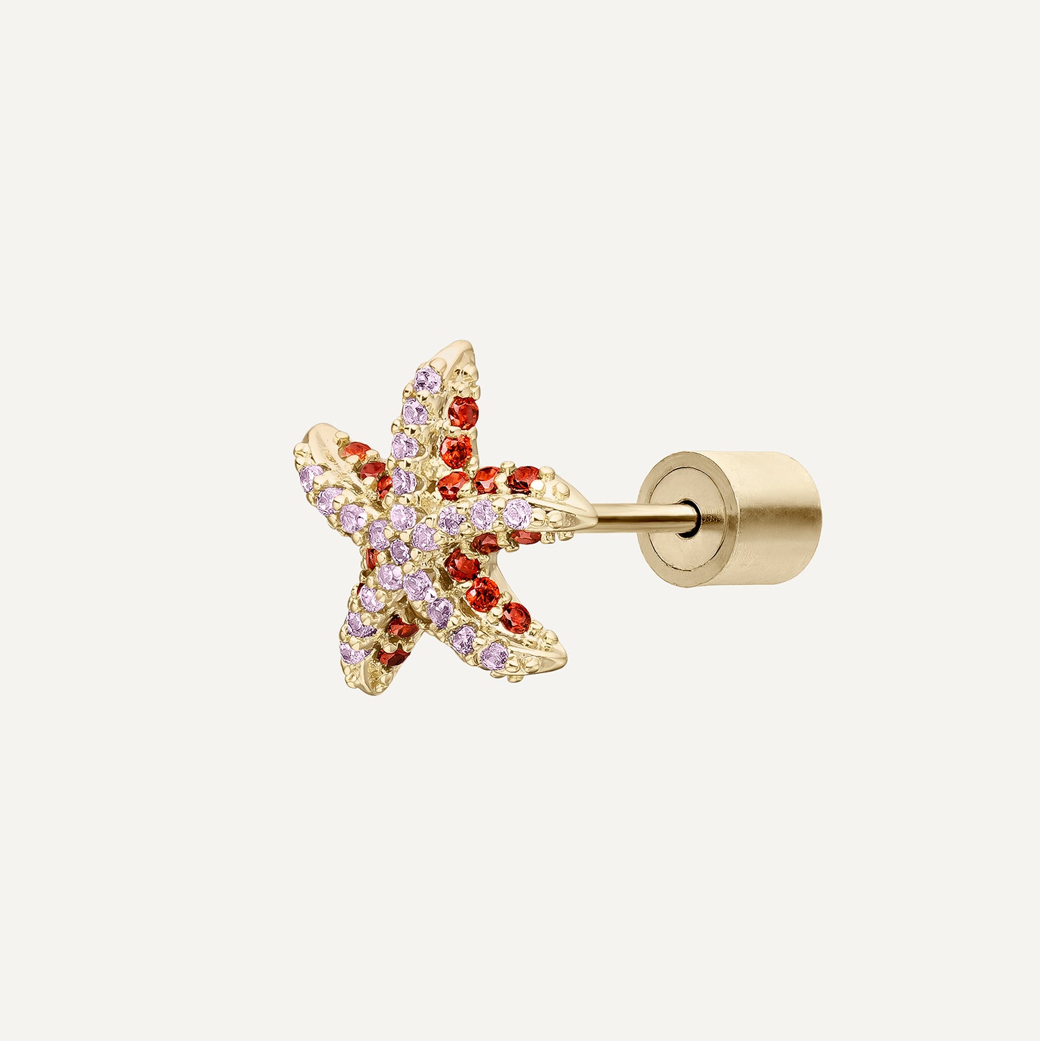 BOUCLE D'OREILLE PIERCING ROUGE ÉTOILE DE MER
