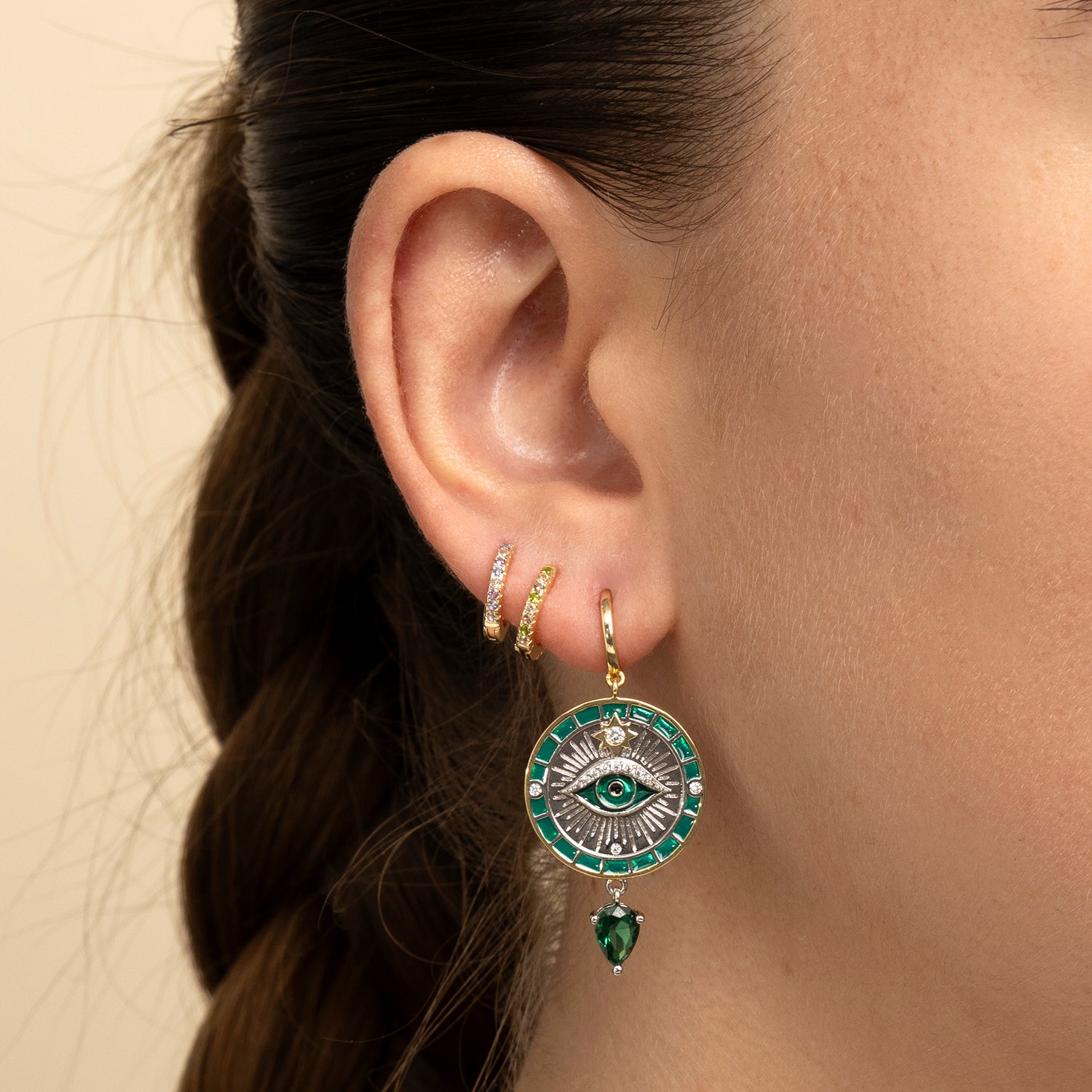 PENDENTIF PIERCING ANNEAU VERT ISSEY