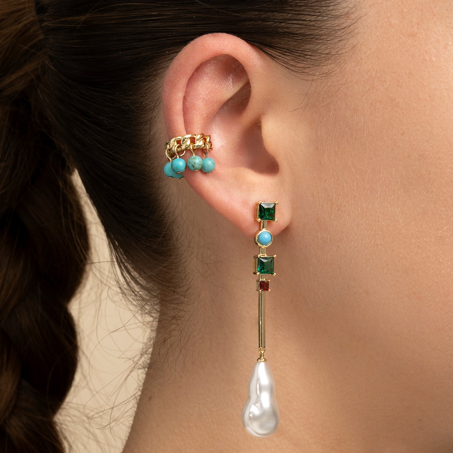 EAR CUFF TURQUOISE AKOYA