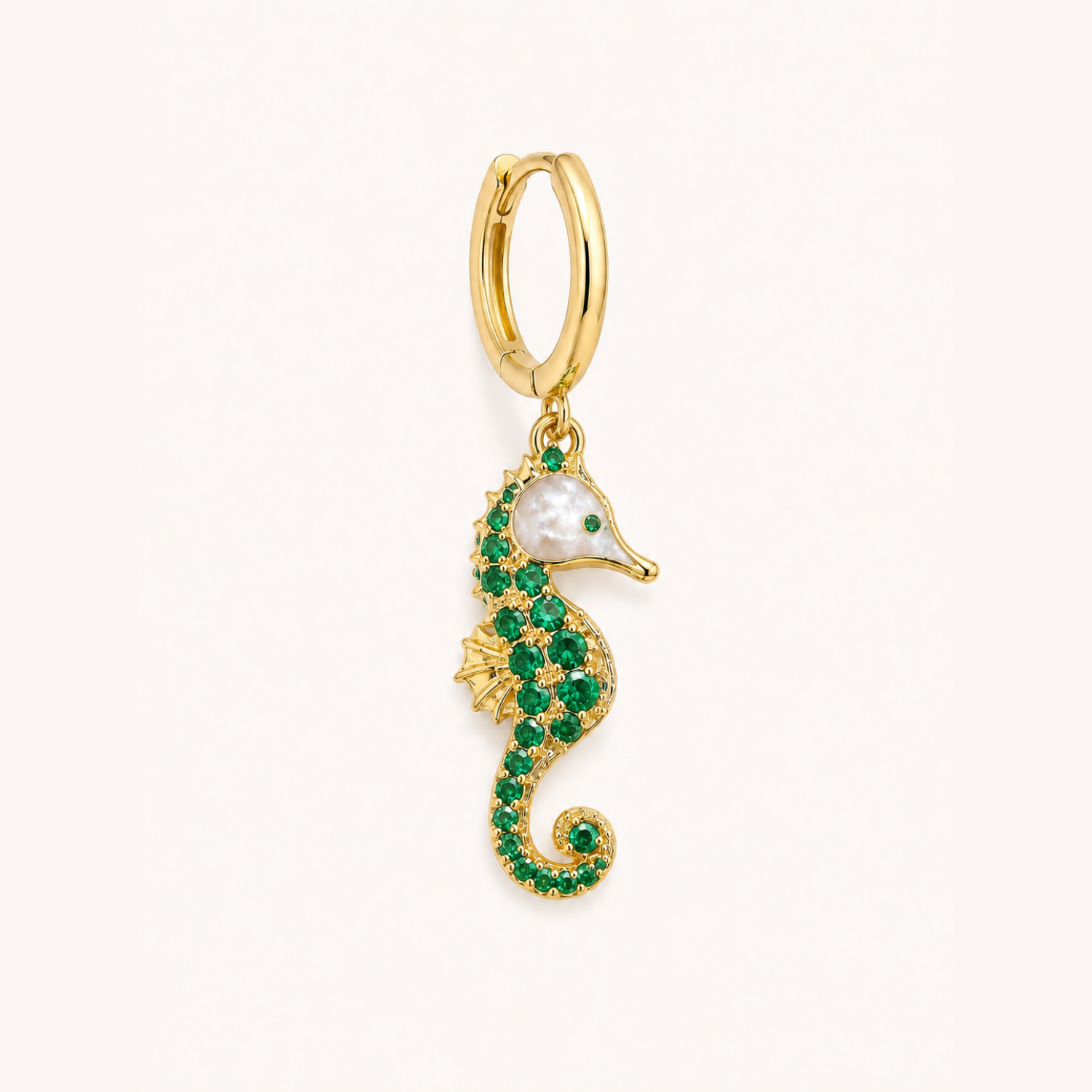 PENDIENTE PIERCING ARO MOSAÏQUE GREEN SEAHORSE