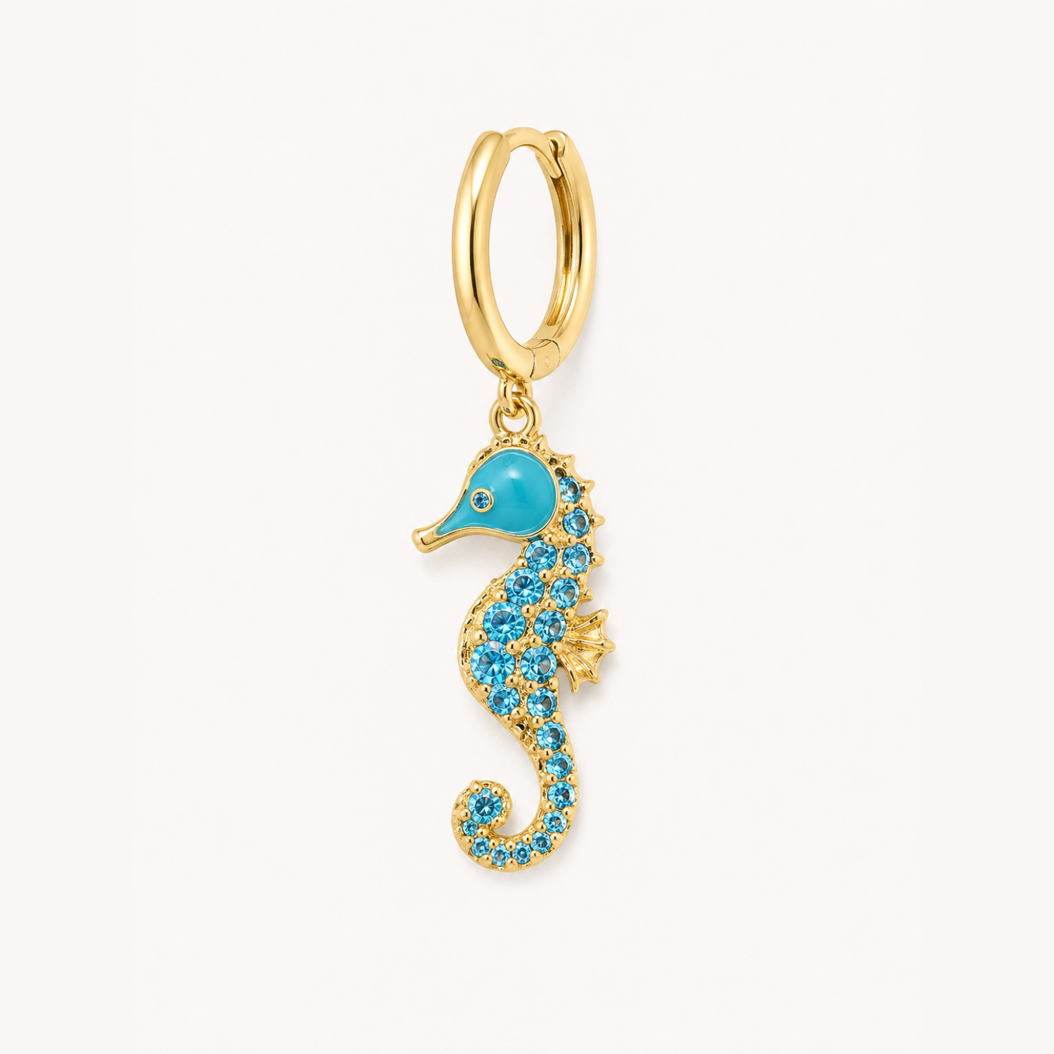 PENDIENTE PIERCING ARO MOSAÏQUE AQUA SEAHORSE