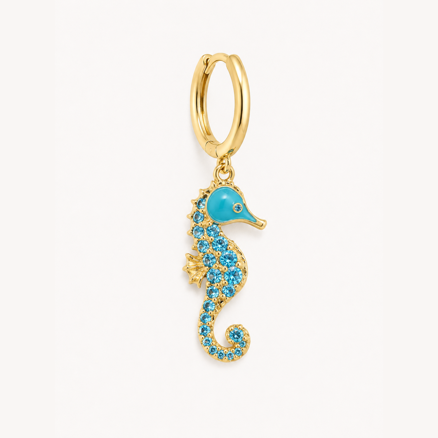 PENDIENTE PIERCING ARO MOSAÏQUE AQUA SEAHORSE