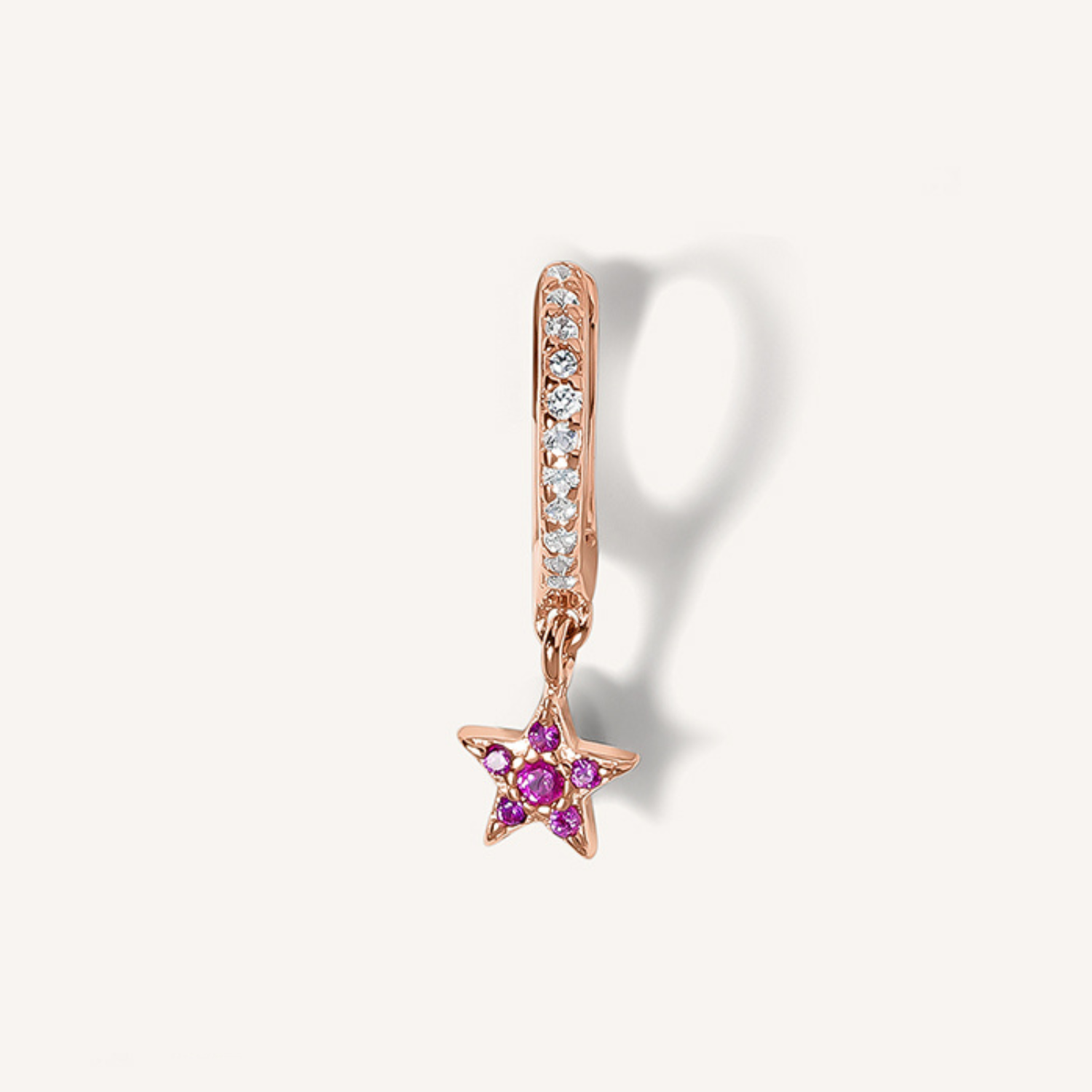 ORECCHINO PIERCING A CERCHIO IN ORO ROSA CON STELLA CADENTE