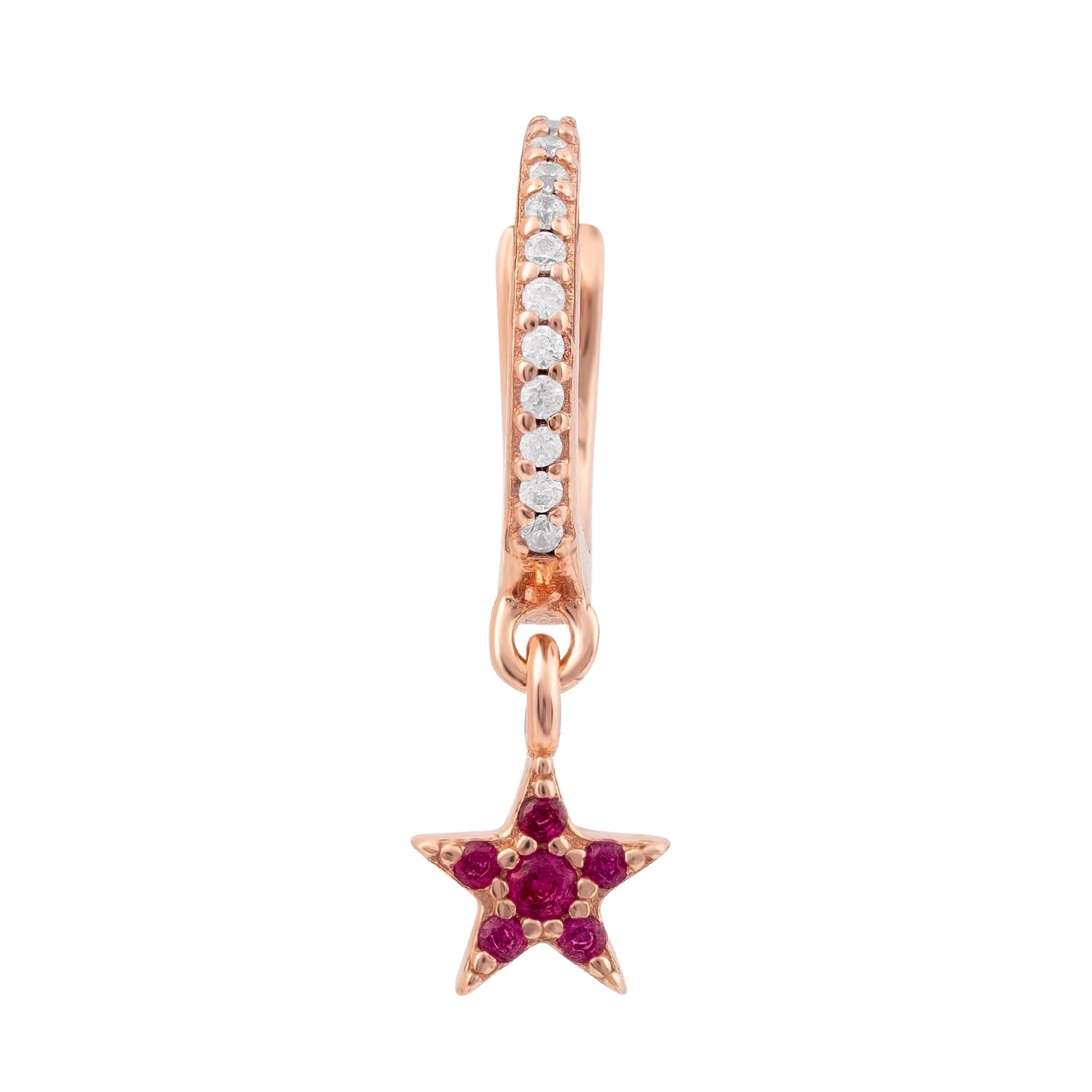 ORECCHINO PIERCING A CERCHIO IN ORO ROSA CON STELLA CADENTE