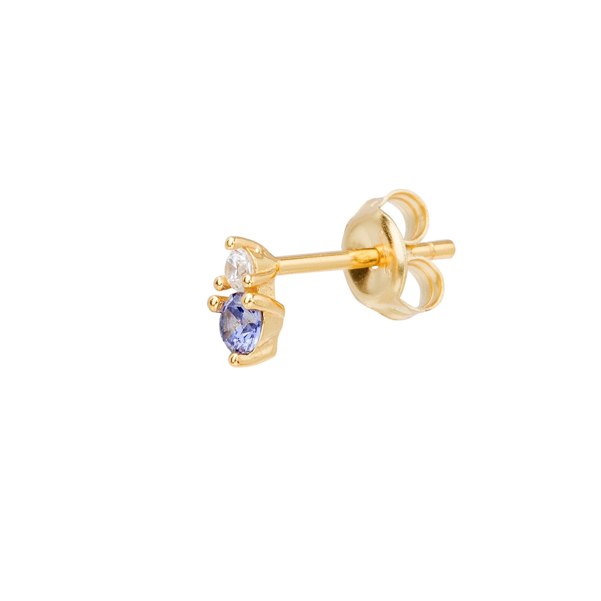 PENDIENTE PIERCING ORO AMARILLO AZUL DORY