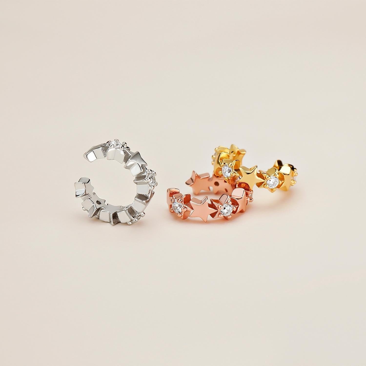 EAR CUFF ORO ROSA SEQUENZA DI STELLE