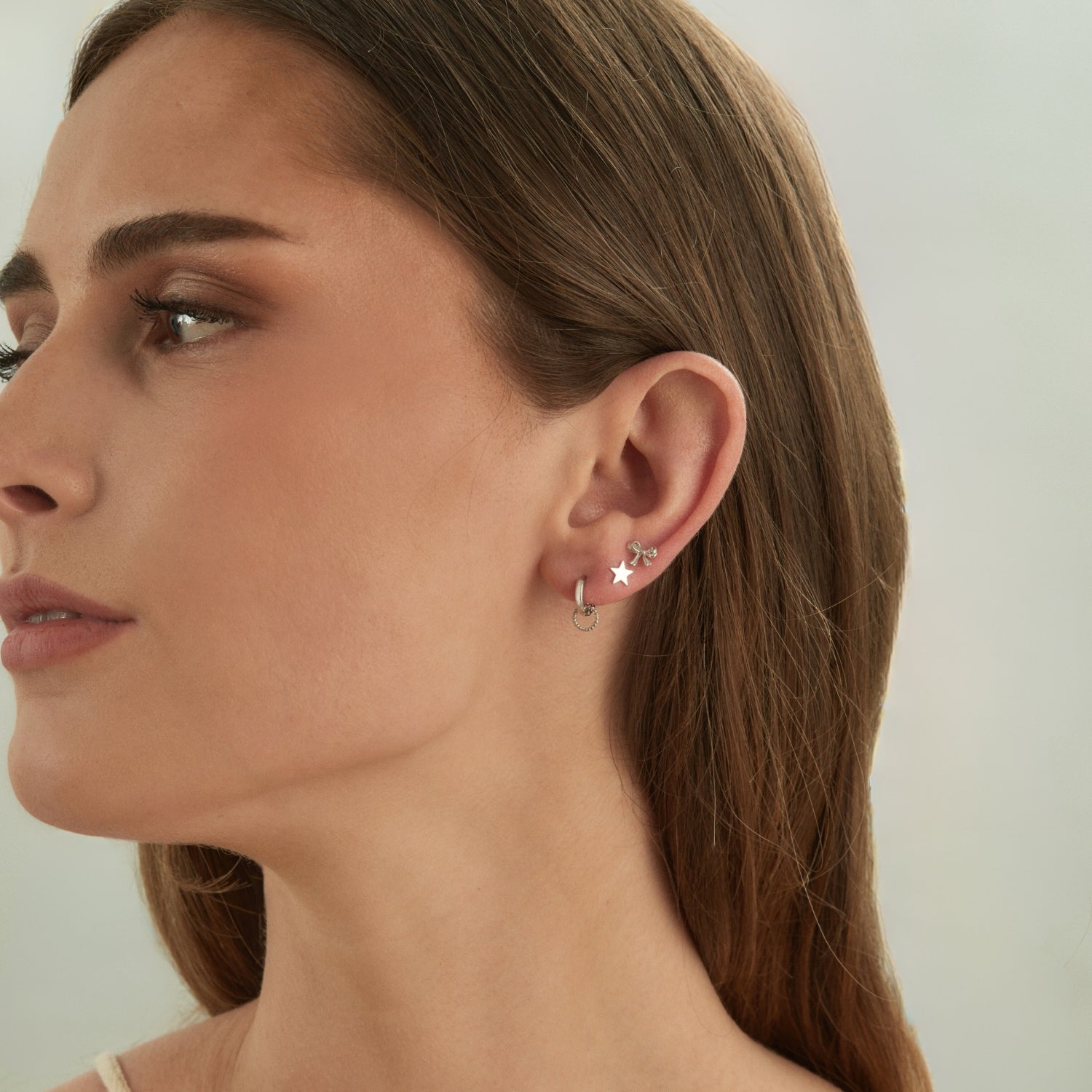 ORECCHINO PIERCING IN ARGENTO CON NASTRO DOLCE