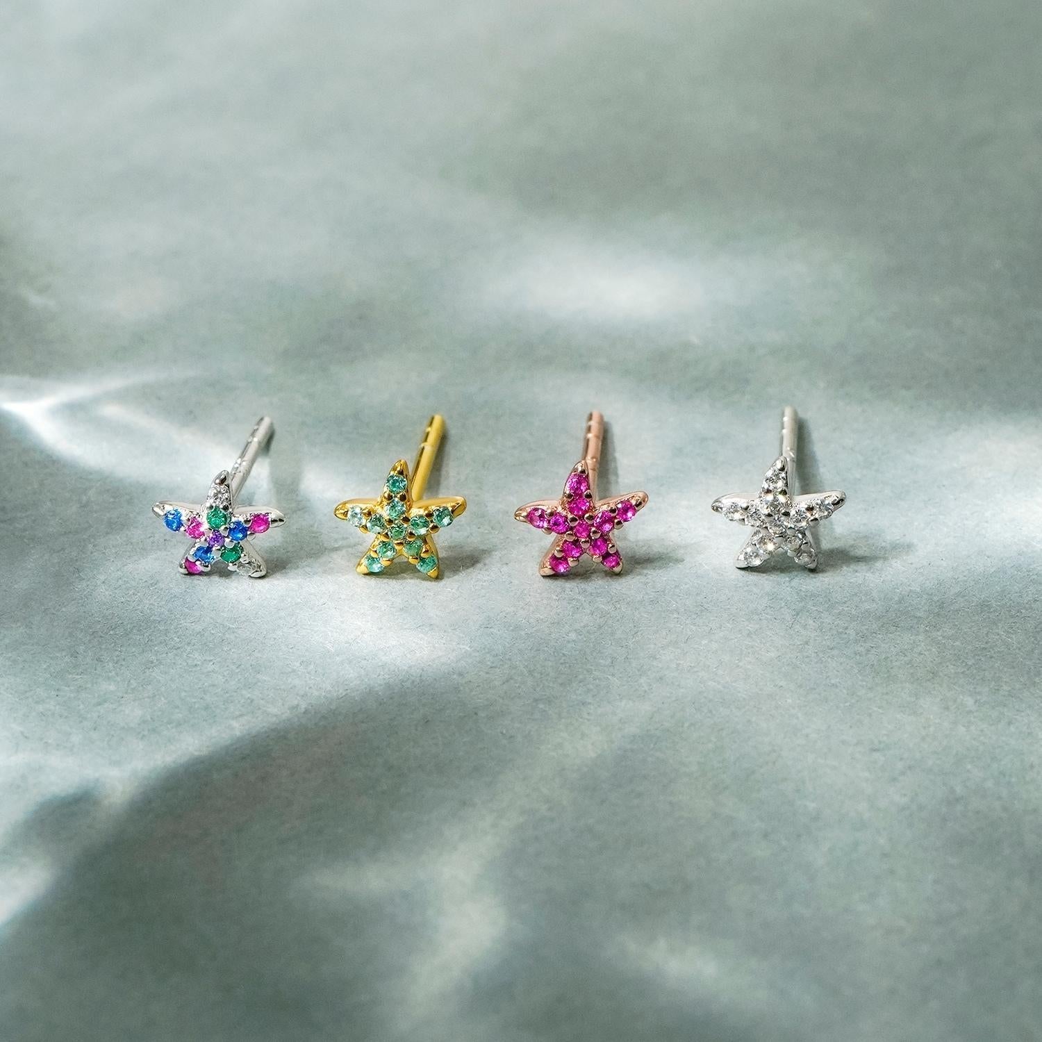 ETOILE DE MER MULTICOLORED SILVER SINGLE EARRING
