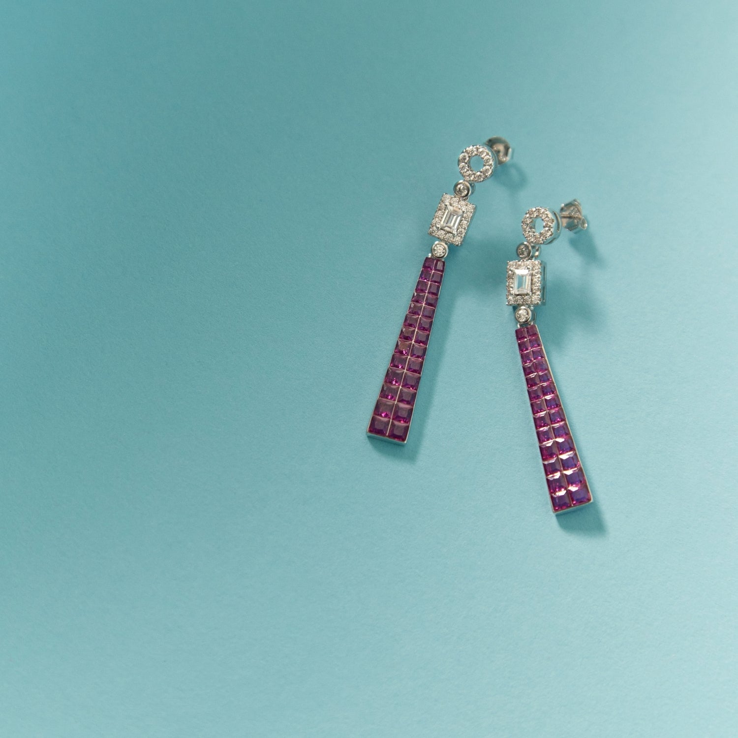 BOUCLES D'OREILLES RUBIS ART-DÉCO