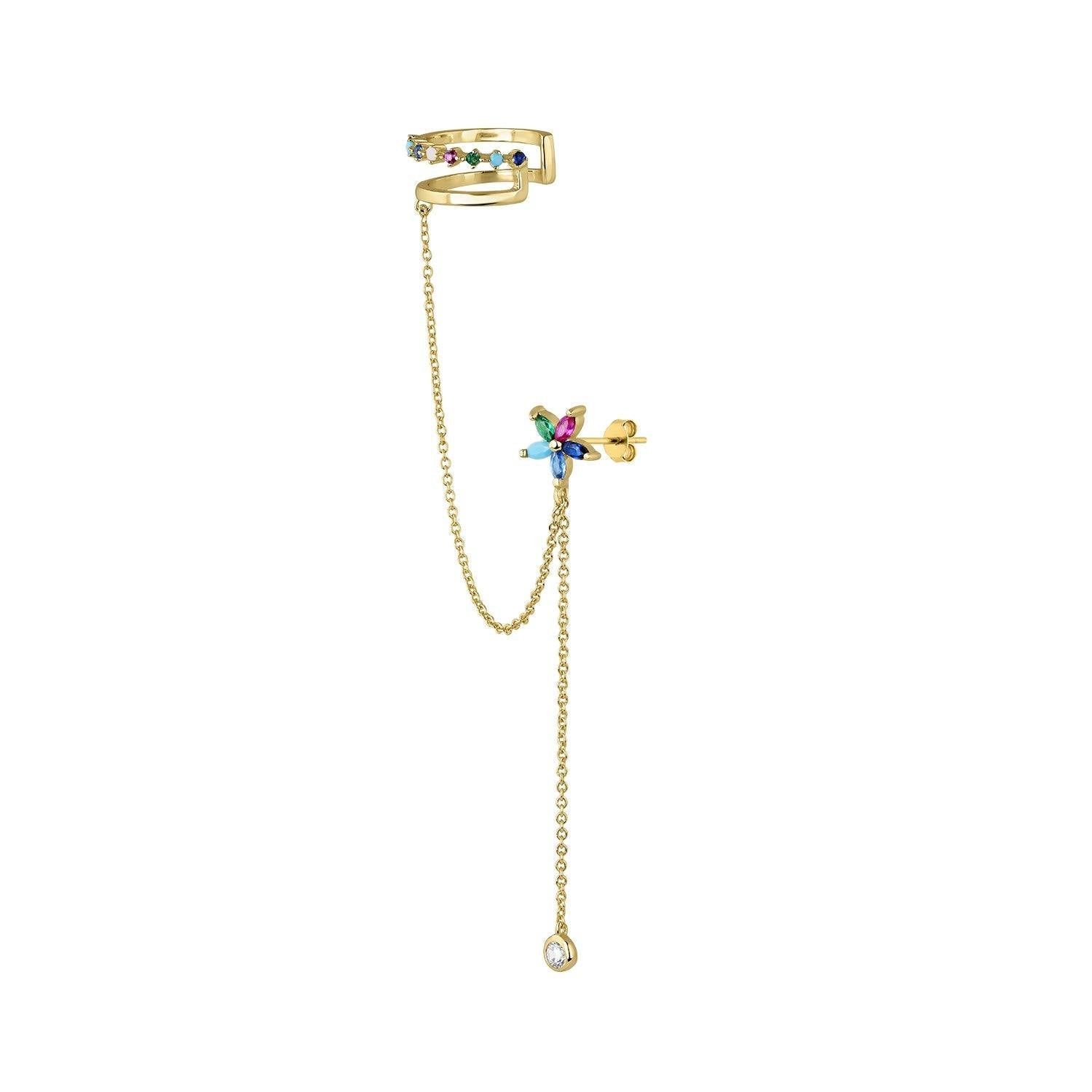 PENDIENTE Y EAR CUFF ASHANTI - Earcandy Jewelry