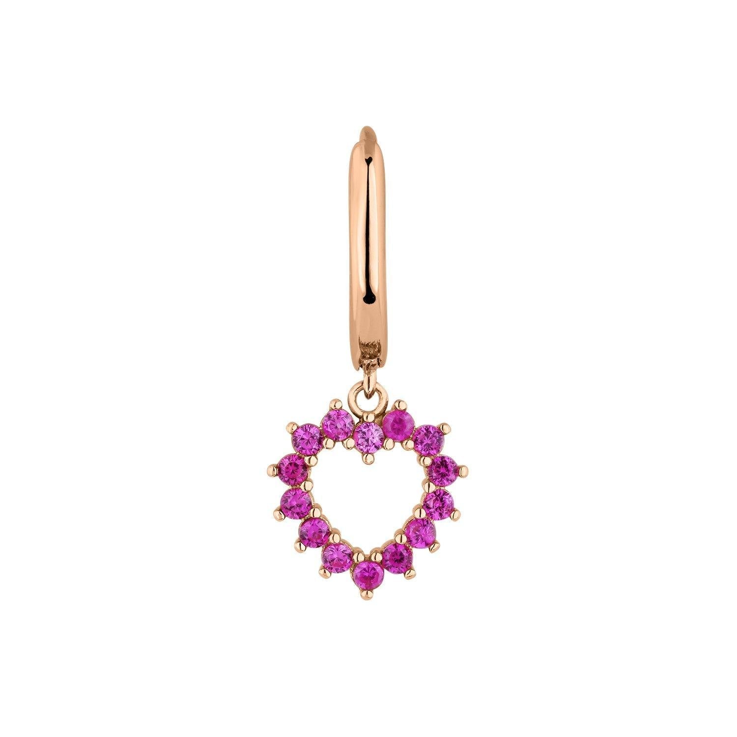 PENDIENTE ARO CON CORAZÓN PLATA ZIRA - Earcandy Jewelry