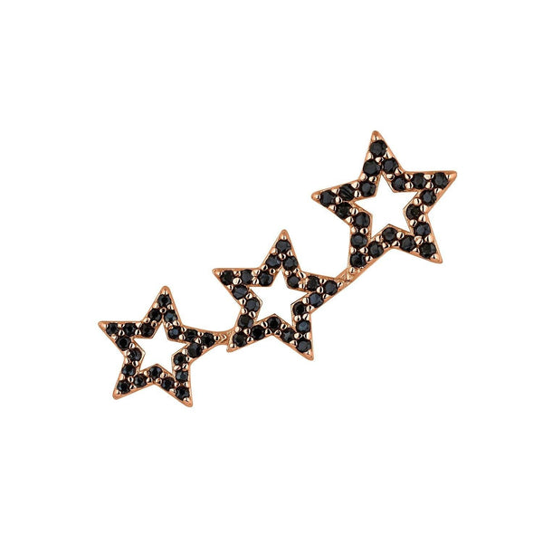 PENDIENTE TREPADOR PLATA ESTRELLAS BLACK STAR - Earcandy Jewelry